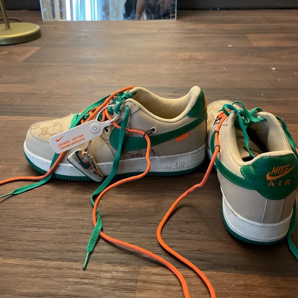 Nike Air Sneakers with Green and Orange Highlights GUCCI Air Force 1
